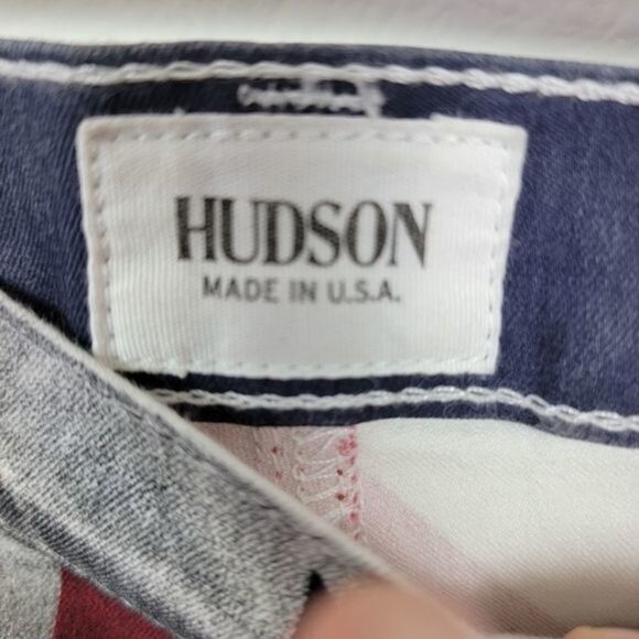 New Hudson Krista Super Skinny crop pants British flag print red blue white - Picture 3 of 10